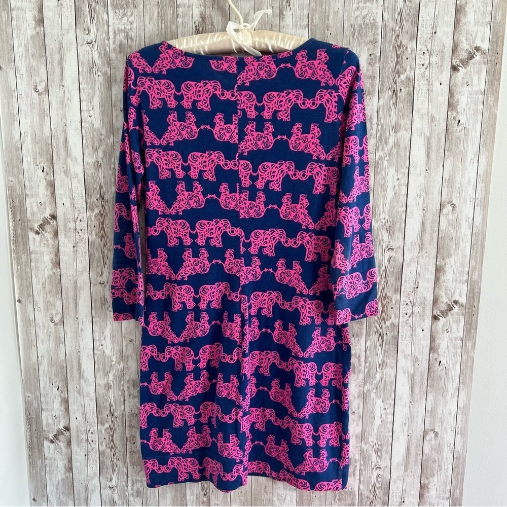 Lilly Pulitzer Navy and Pink Tusk In The Sun Elephant Marlowe Dress XS - Picture 2 of 4